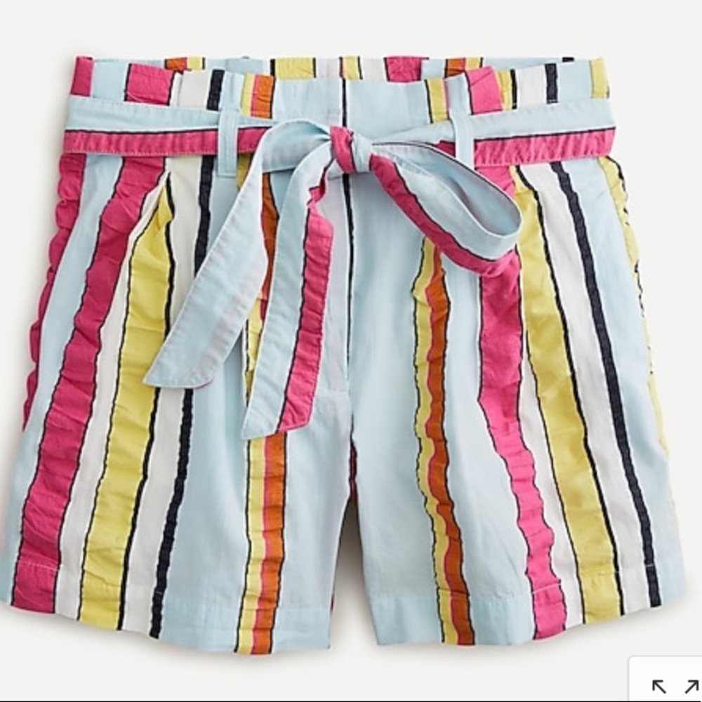 NWT J. Crew paper bag shorts seersucker ribbons
